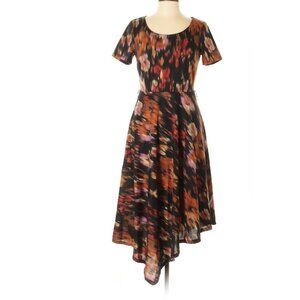 Luxe By Carmen Marc Valvo Womens Black/ Multi Casual Dress Size 8 Asymmetric Hem